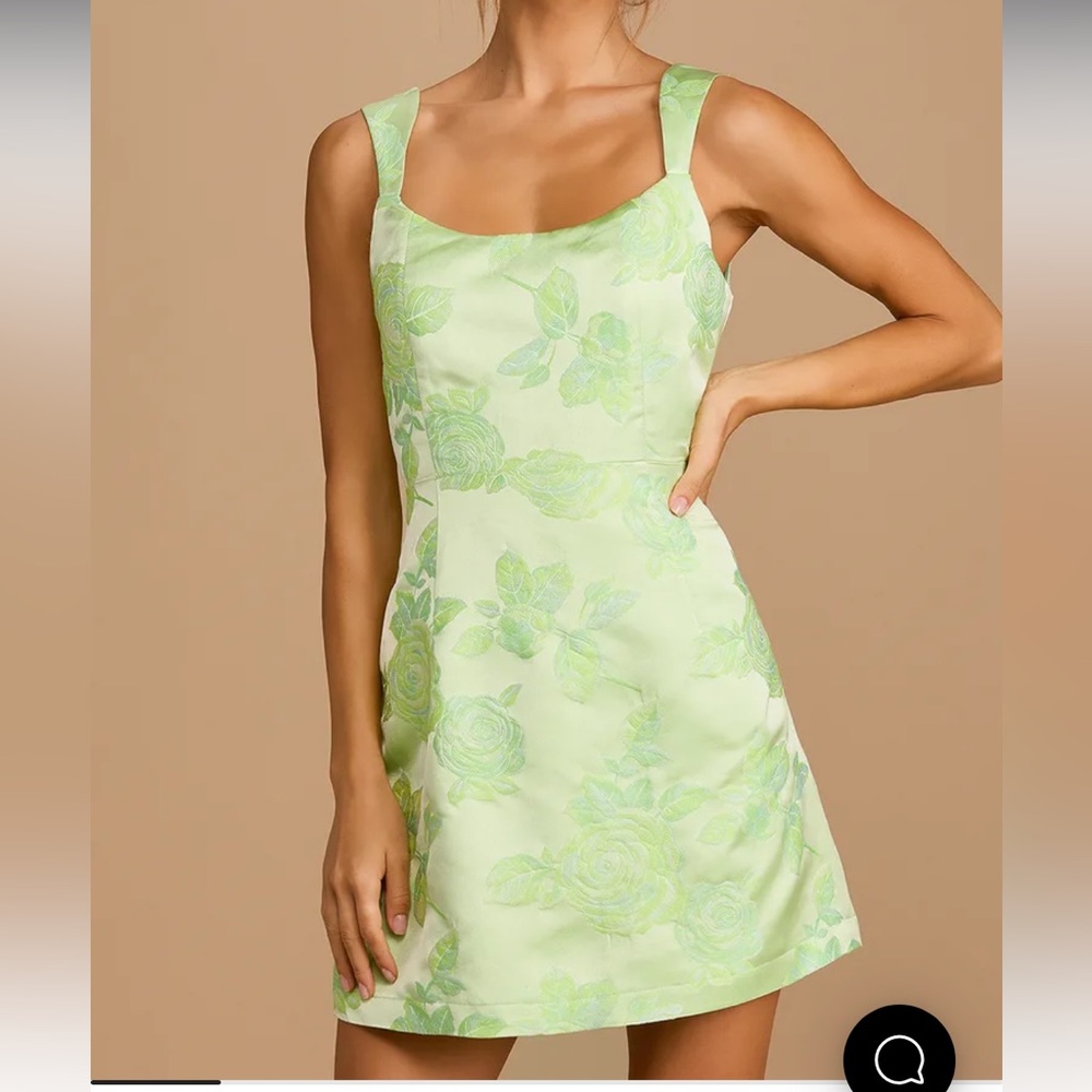 Floral Satin Jacquard Mini Dress